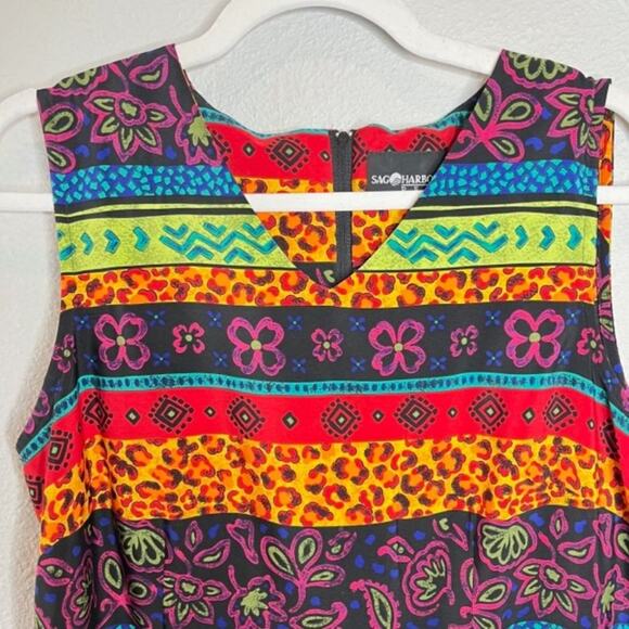 Sag Harbor Size 12P Boho Chic Style Striped Midi Dress - Picture 2 of 13